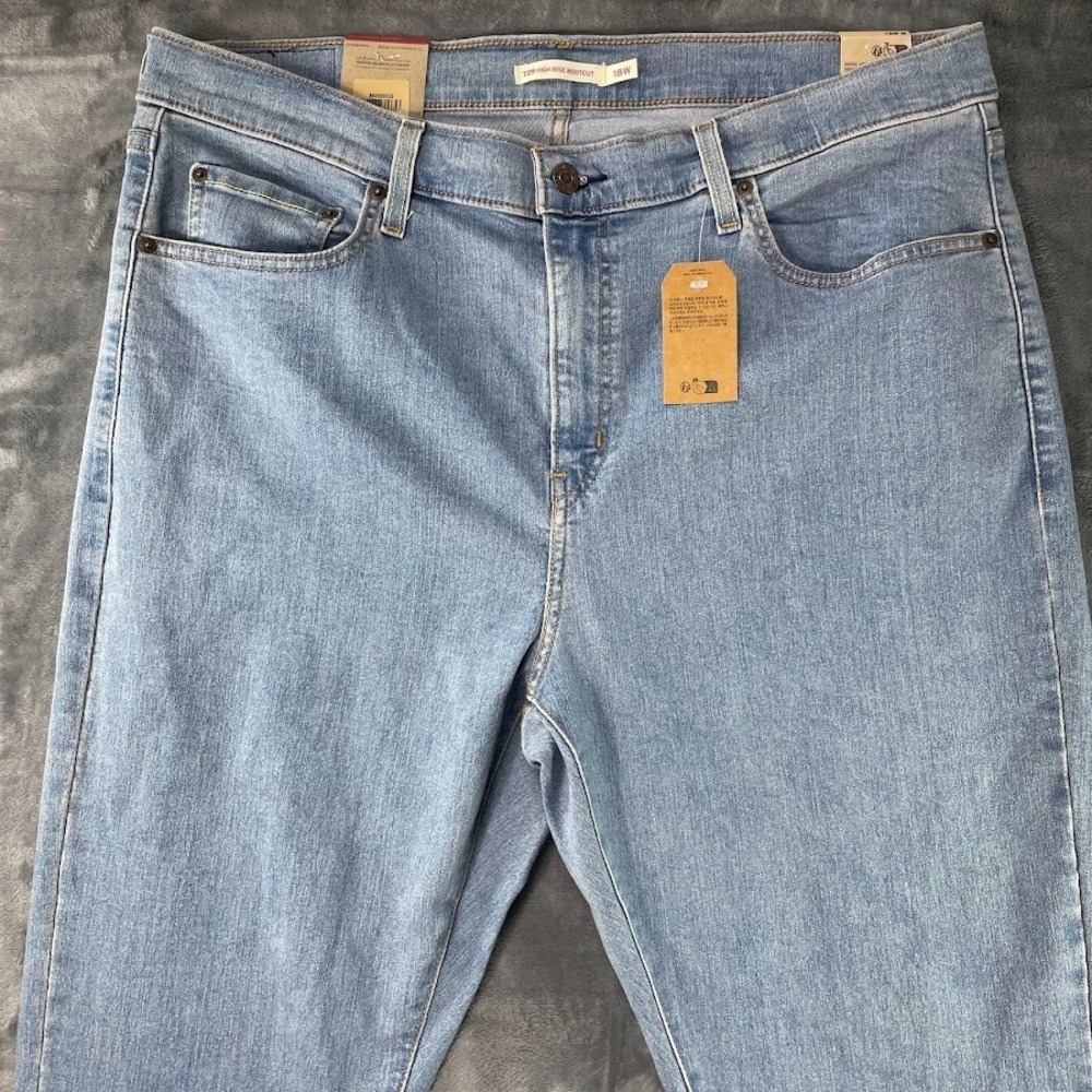 Levis Jeans Womens 18 Blue Denim Pants 725 High Rise Bootcut Stretch Light Wash - Picture 5 of 11